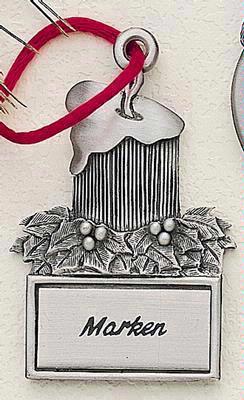 Candle with Holly Marken Design Cast Ornament
