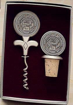 Cork Screw/Bottle Stopper Set w/ Cast Emblem