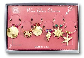 Marken Design Wine Charm Set of 6, Beach Theme