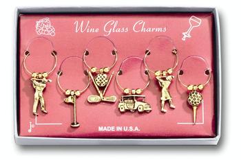 Marken Design Wine Charm Set of 6, Golf Theme